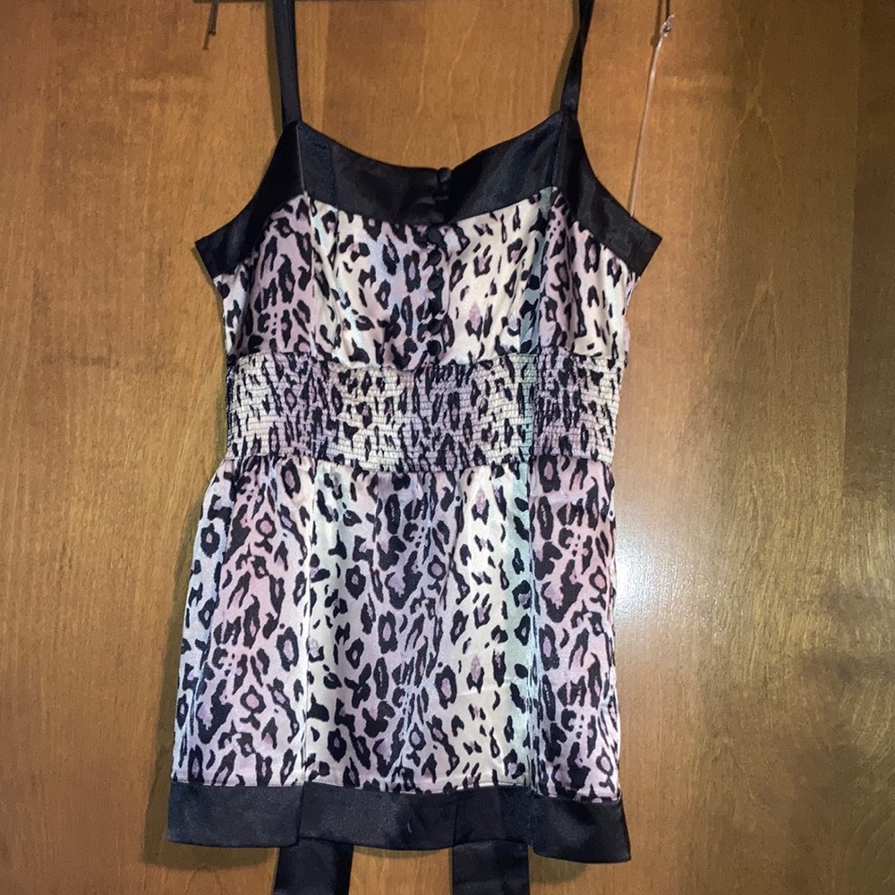 II. cielo silky leopard print top. Size L NWT